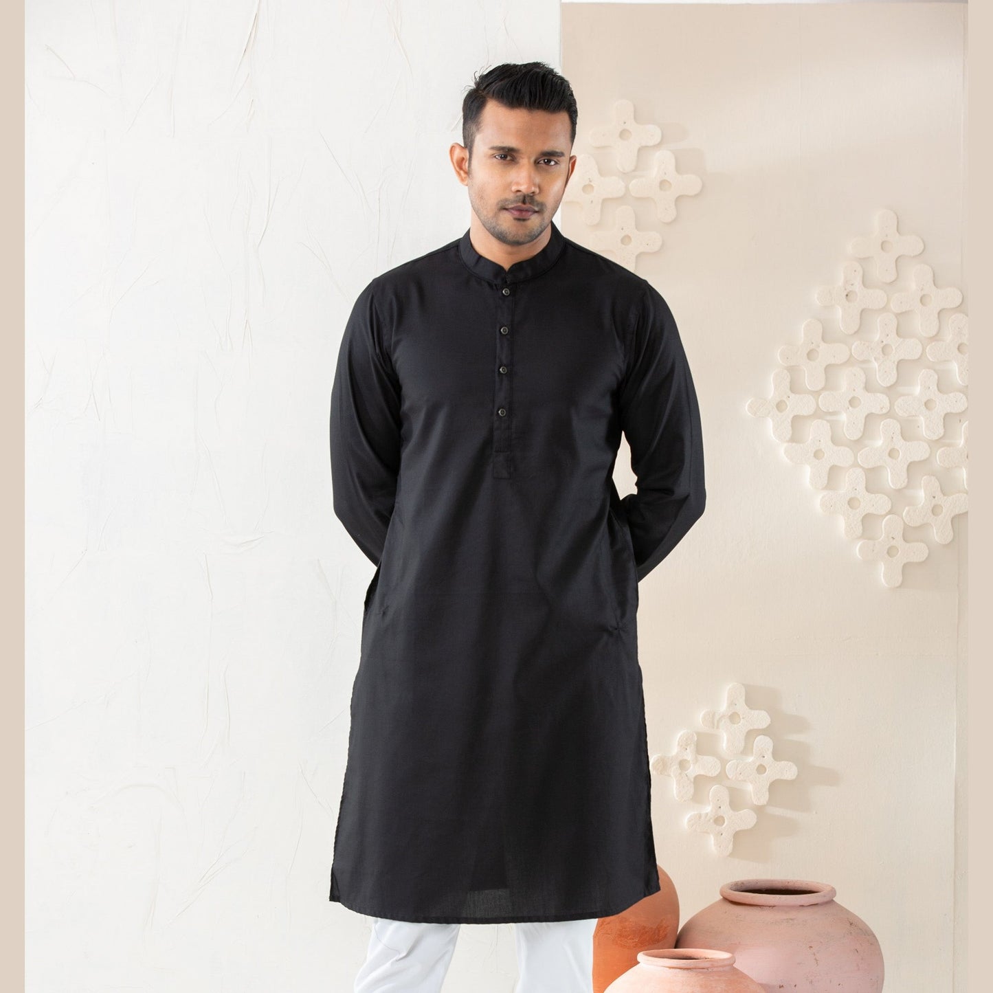 Men's Black Basic Panjabi