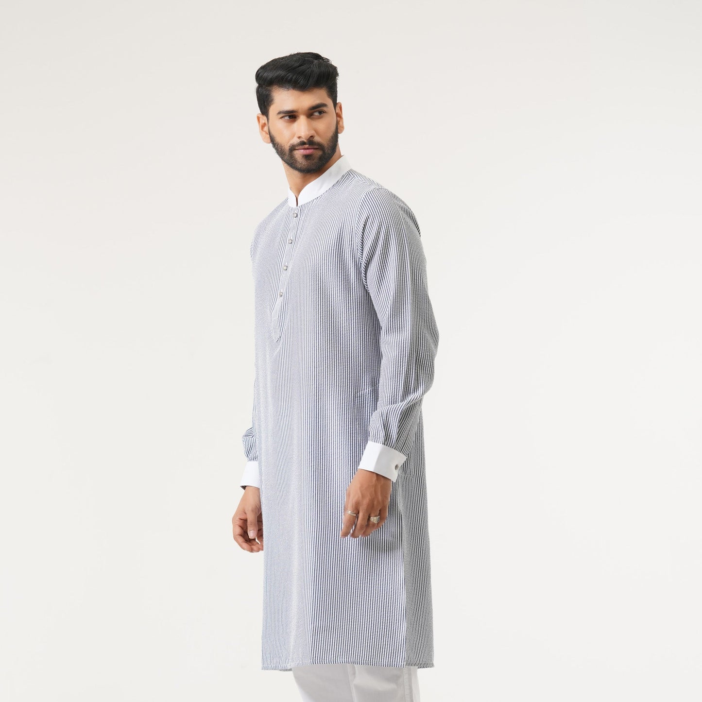 Mens Basic Black & White Panjabi