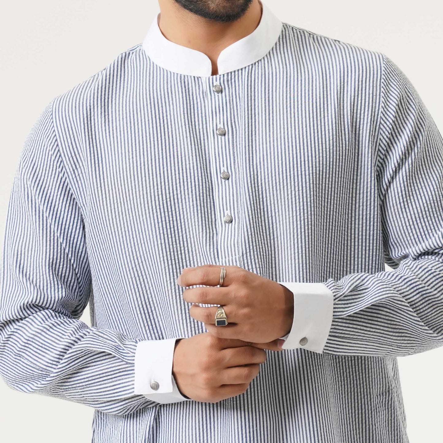 Mens Basic Black & White Panjabi