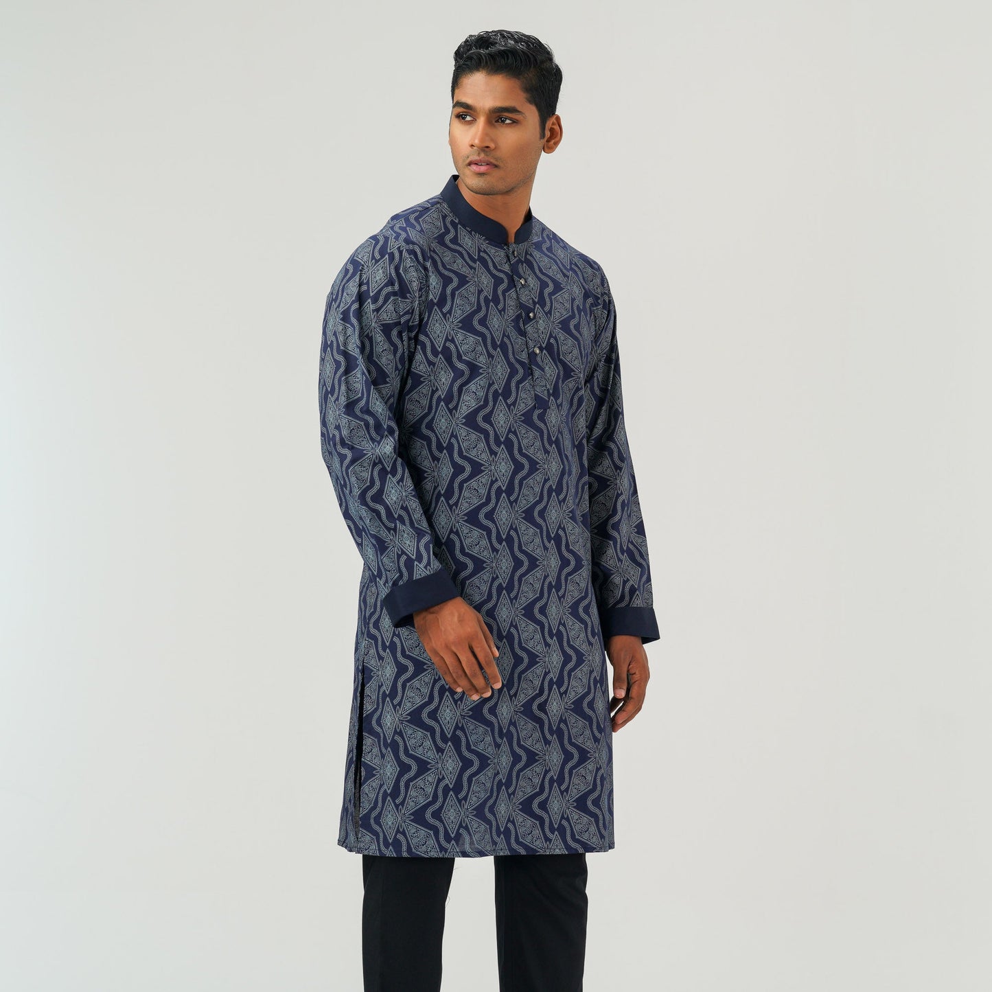 Mens Navy Blue Panjabi