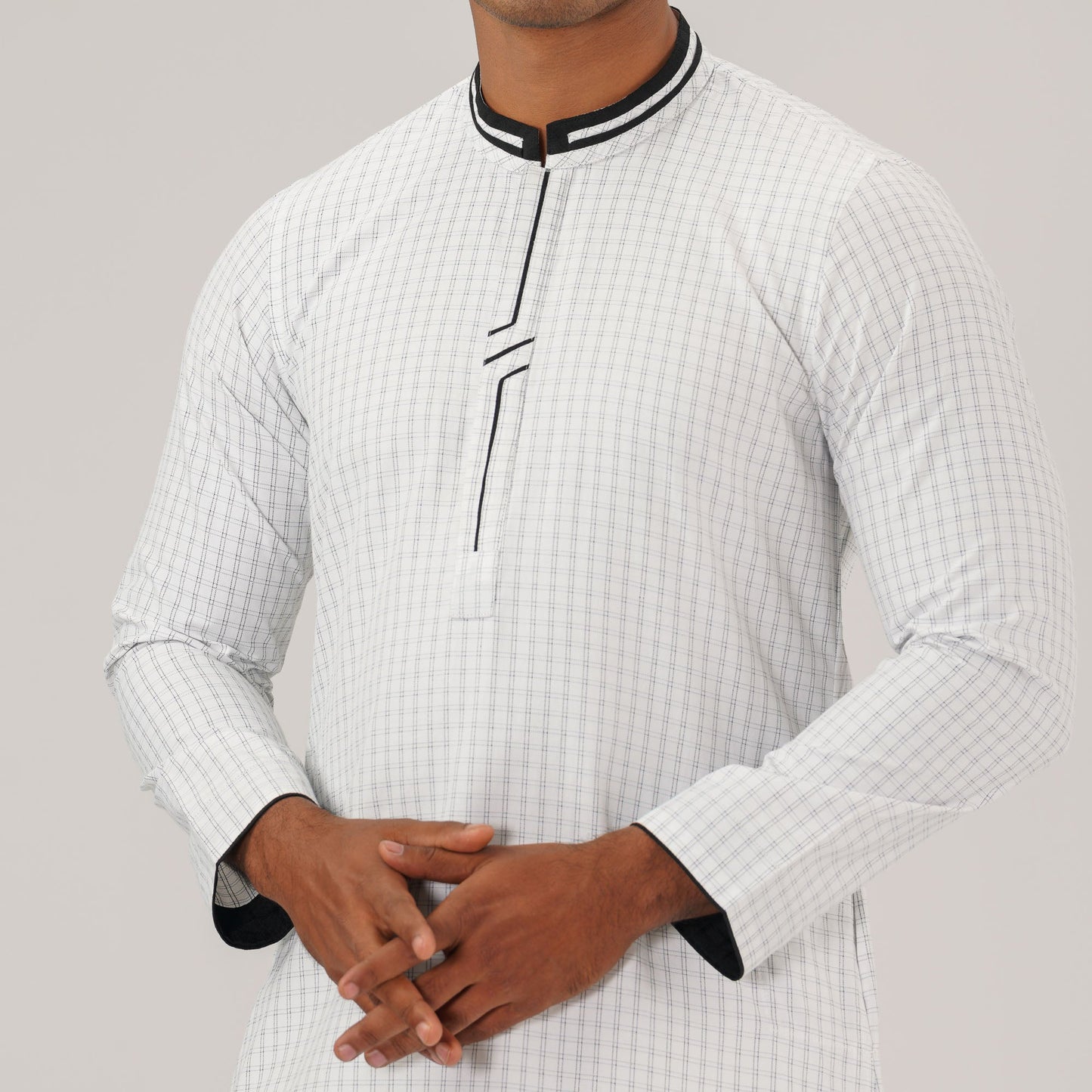 Mens White Slim Fit Panjabi
