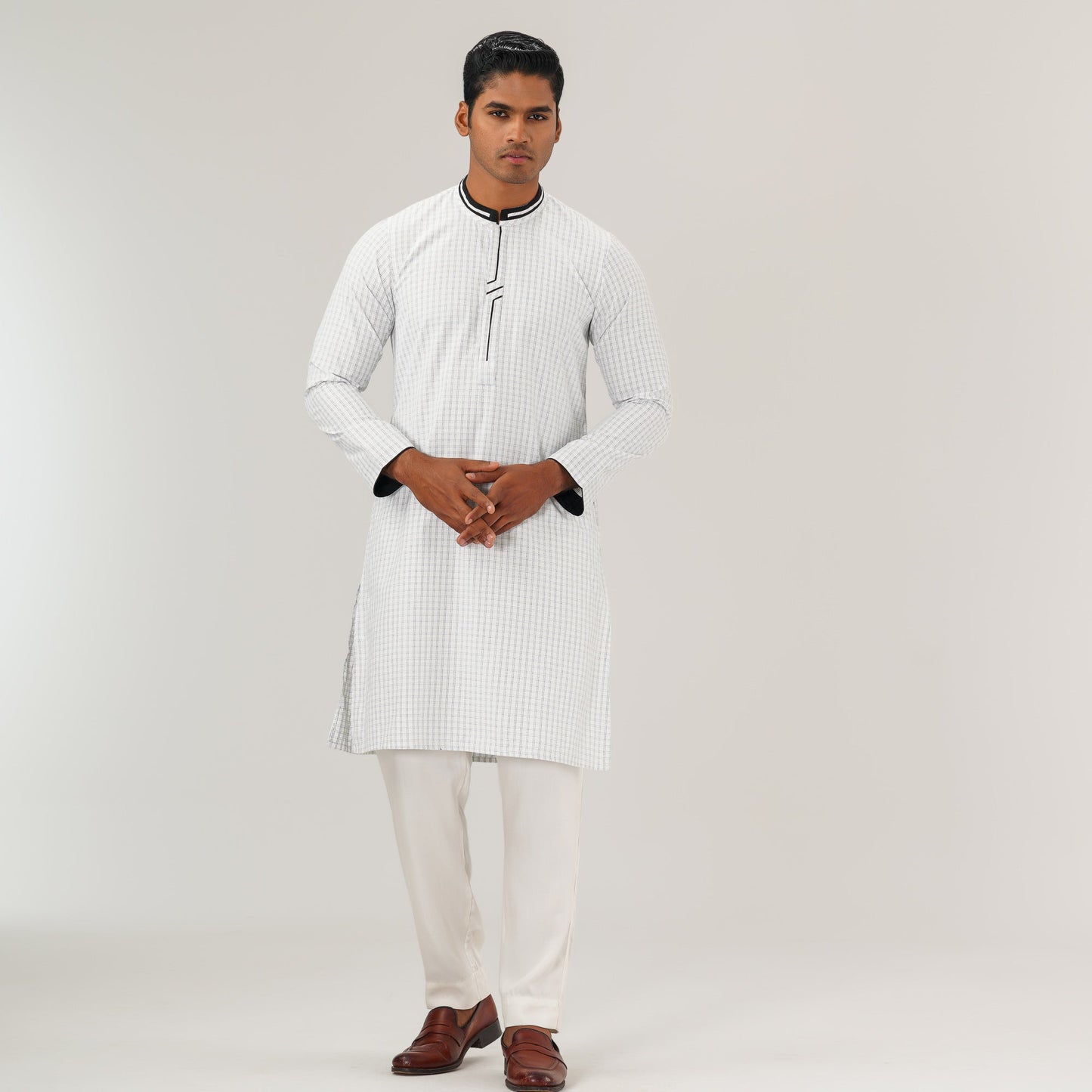 Mens White Slim Fit Panjabi
