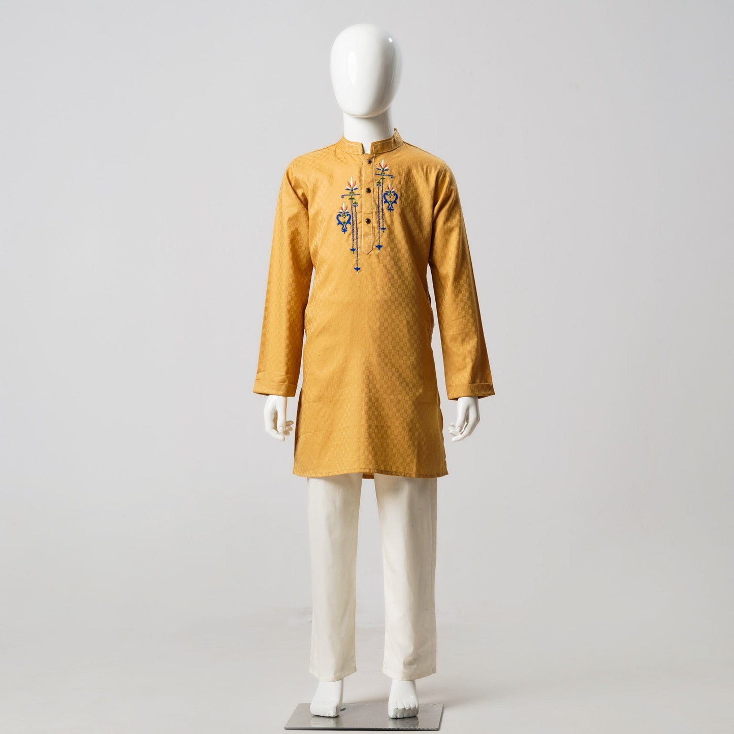 Boys Light Brown Embroidery Panjabi