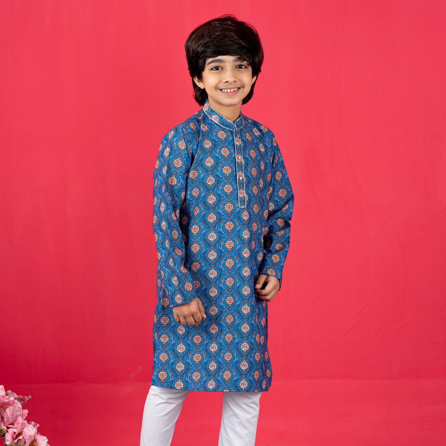 Boys Panjabi- Blue Printed