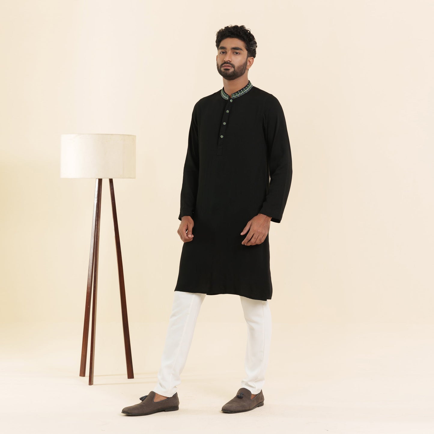 Mens Embroidery Panjabi- Black