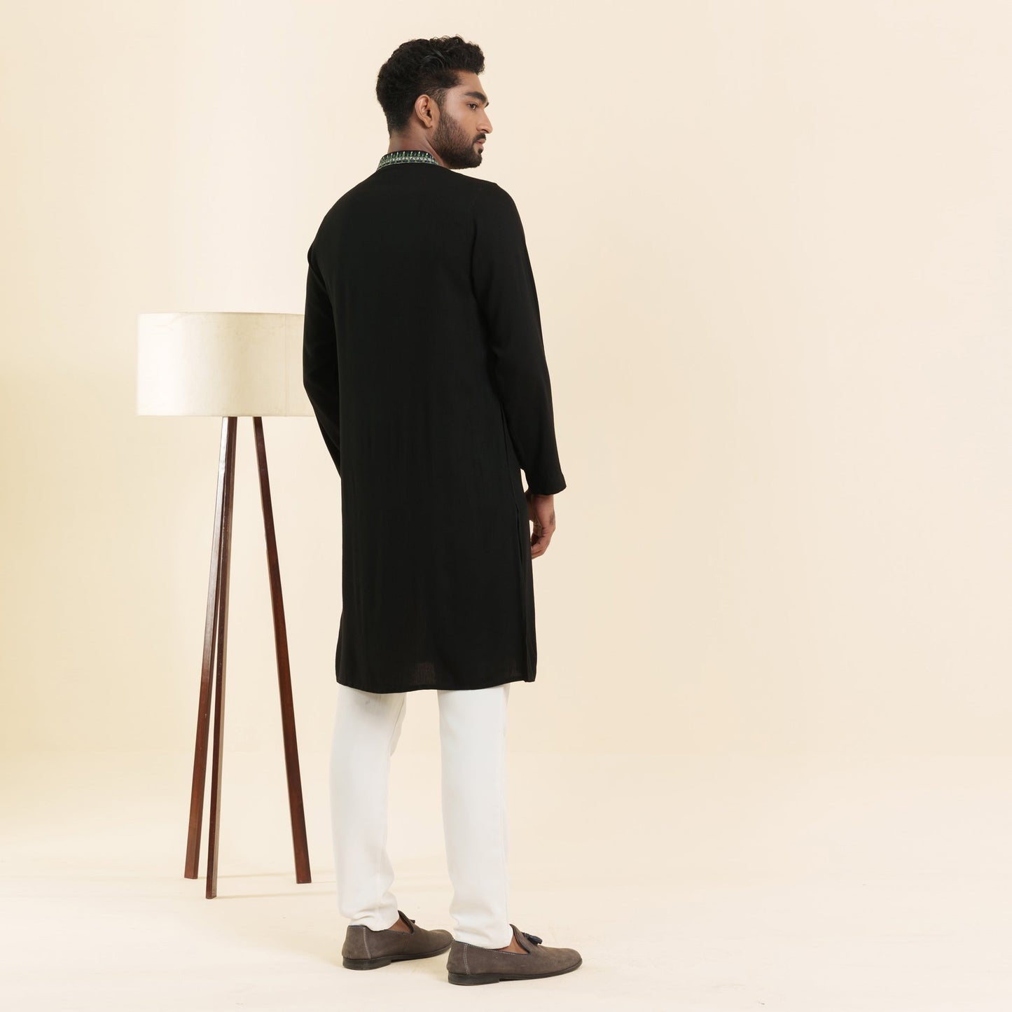 Mens Embroidery Panjabi- Black