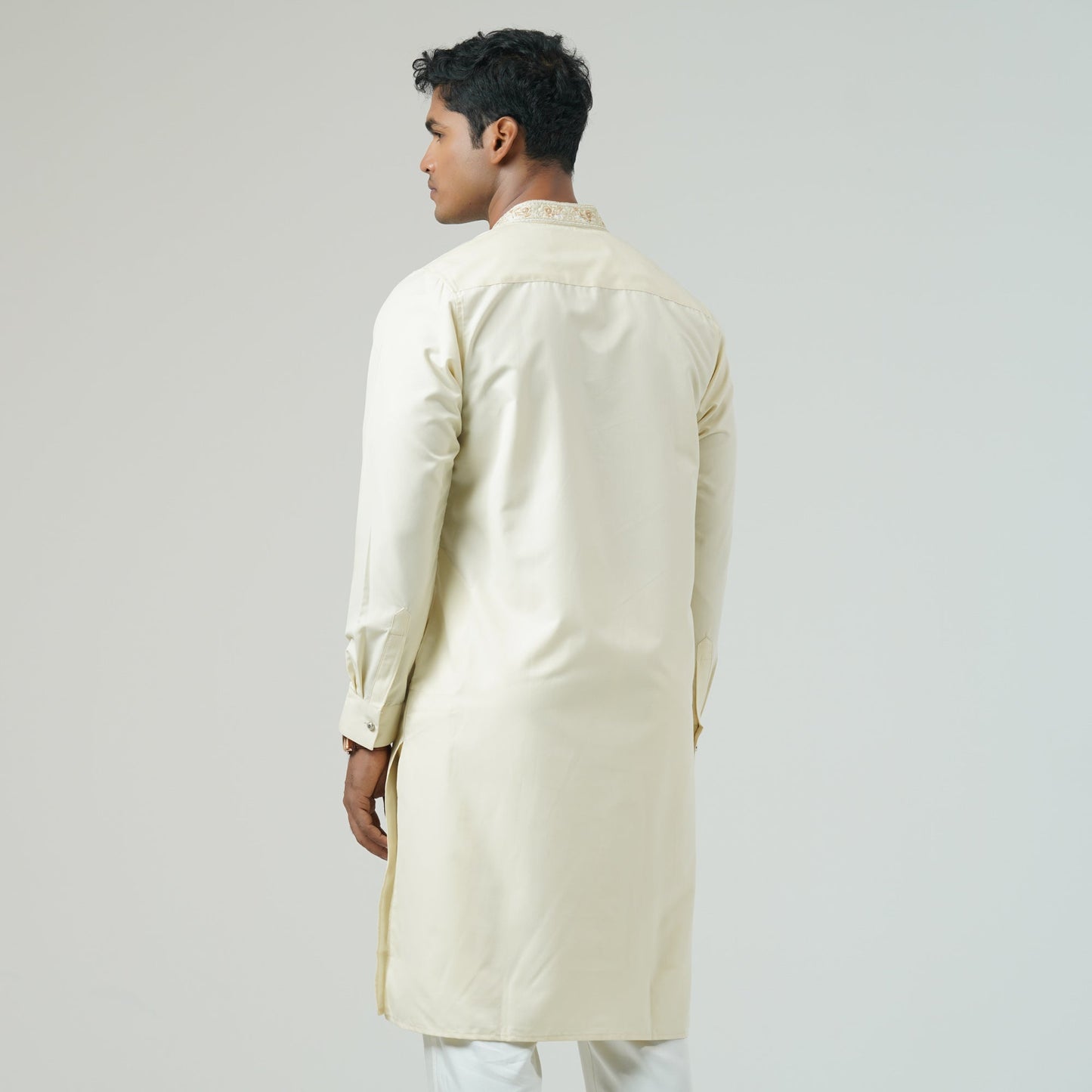 Mens Off White Embroidery Panjabi