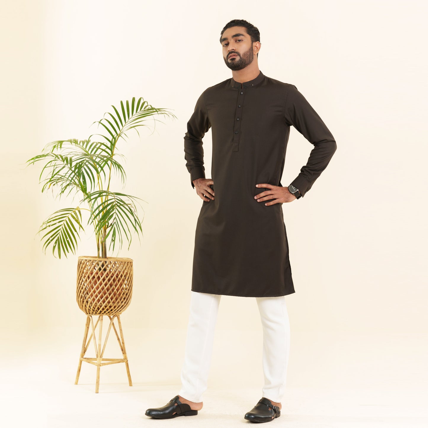 Mens Premium Panjabi- Blackish Green