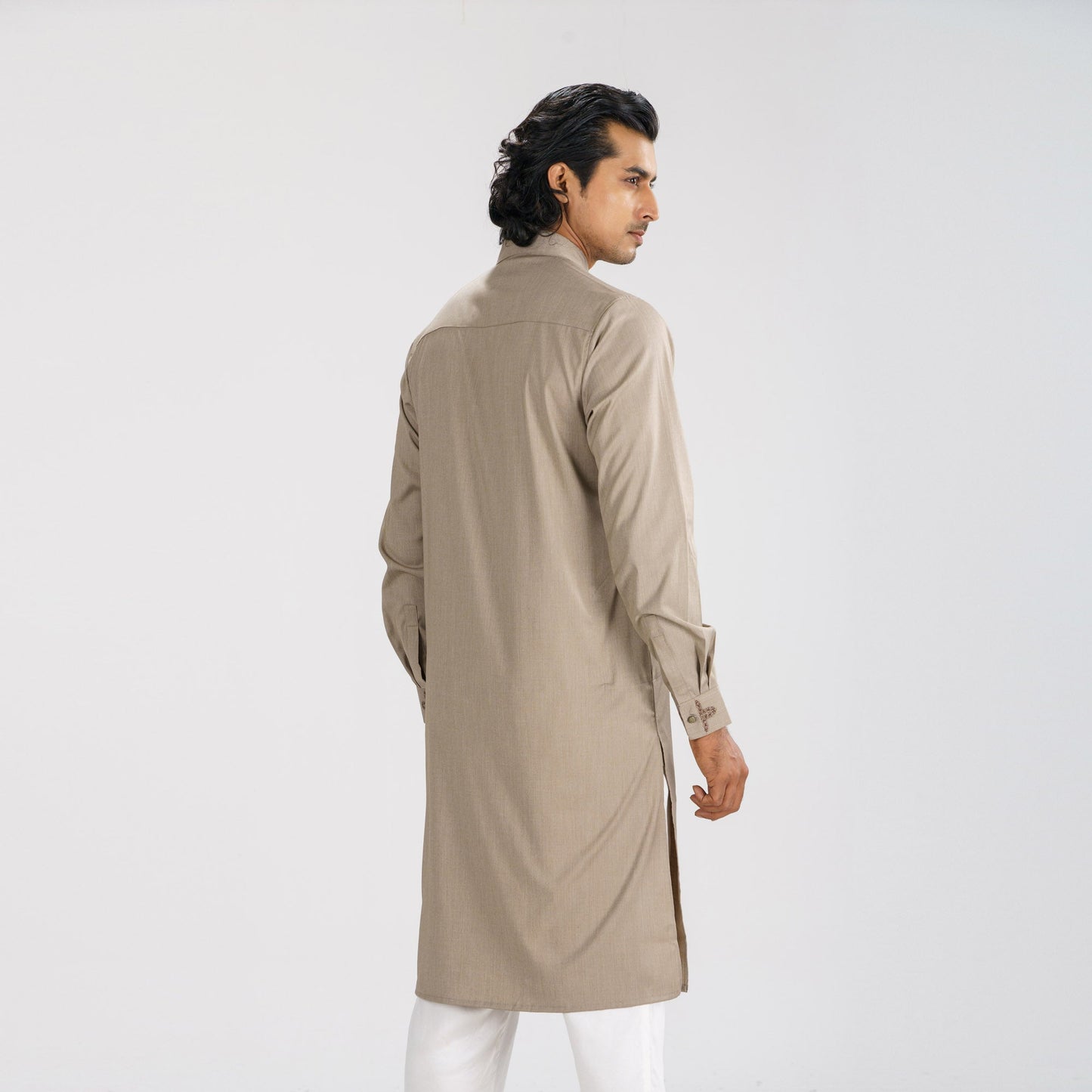 Men's Beige Brown Slim Fit Panjabi