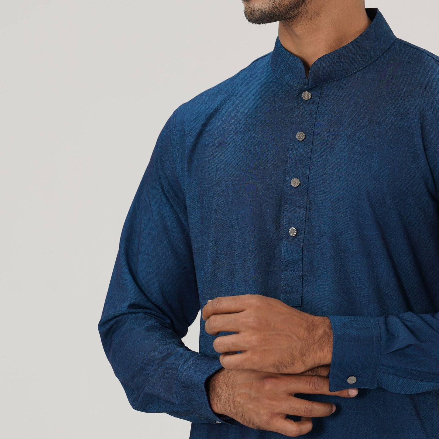 Mens Blue Slim Panjabi