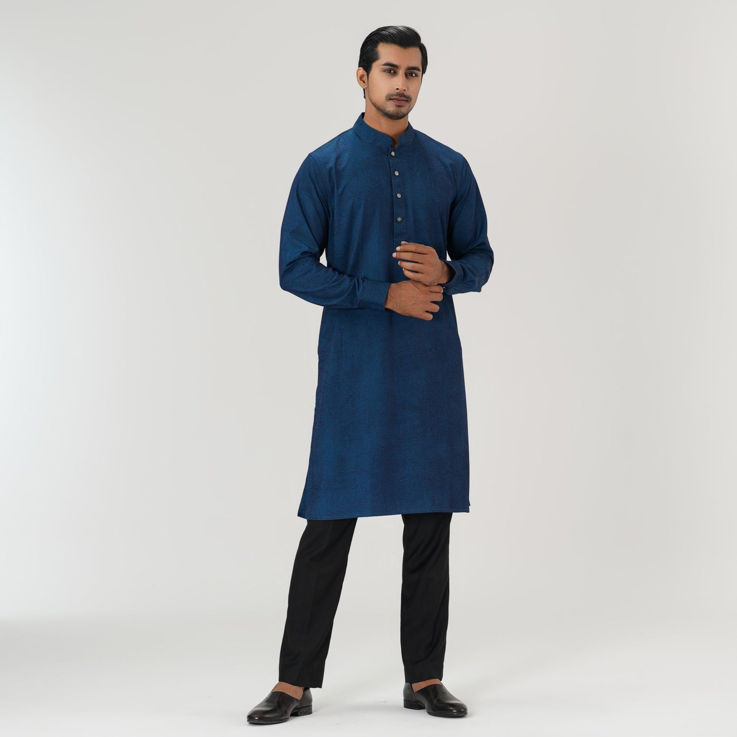 Mens Blue Slim Panjabi