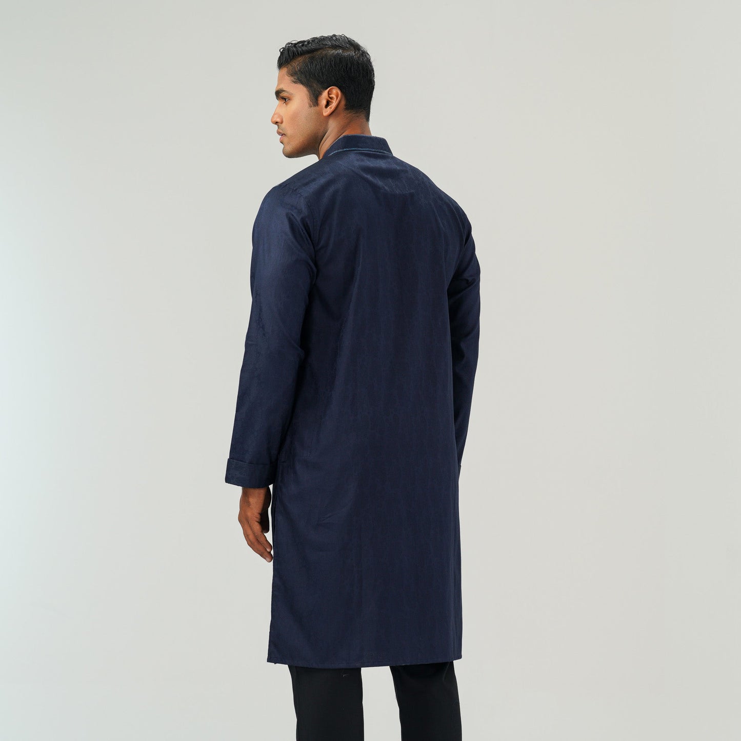 Mens Navy Jacquard Panjabi