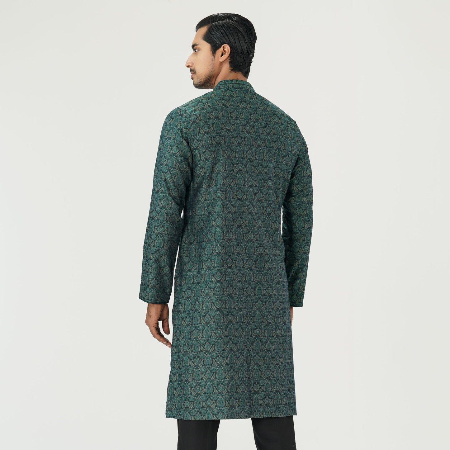 Mens Green Jacquard Panjabi