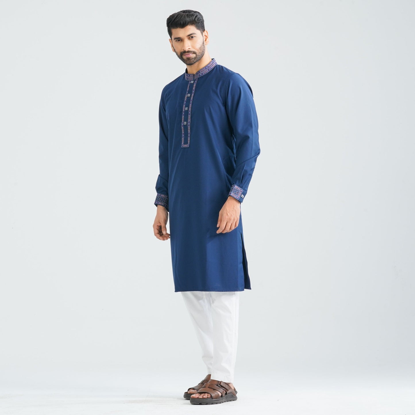 Men's Dark Navy Blended Panjabi