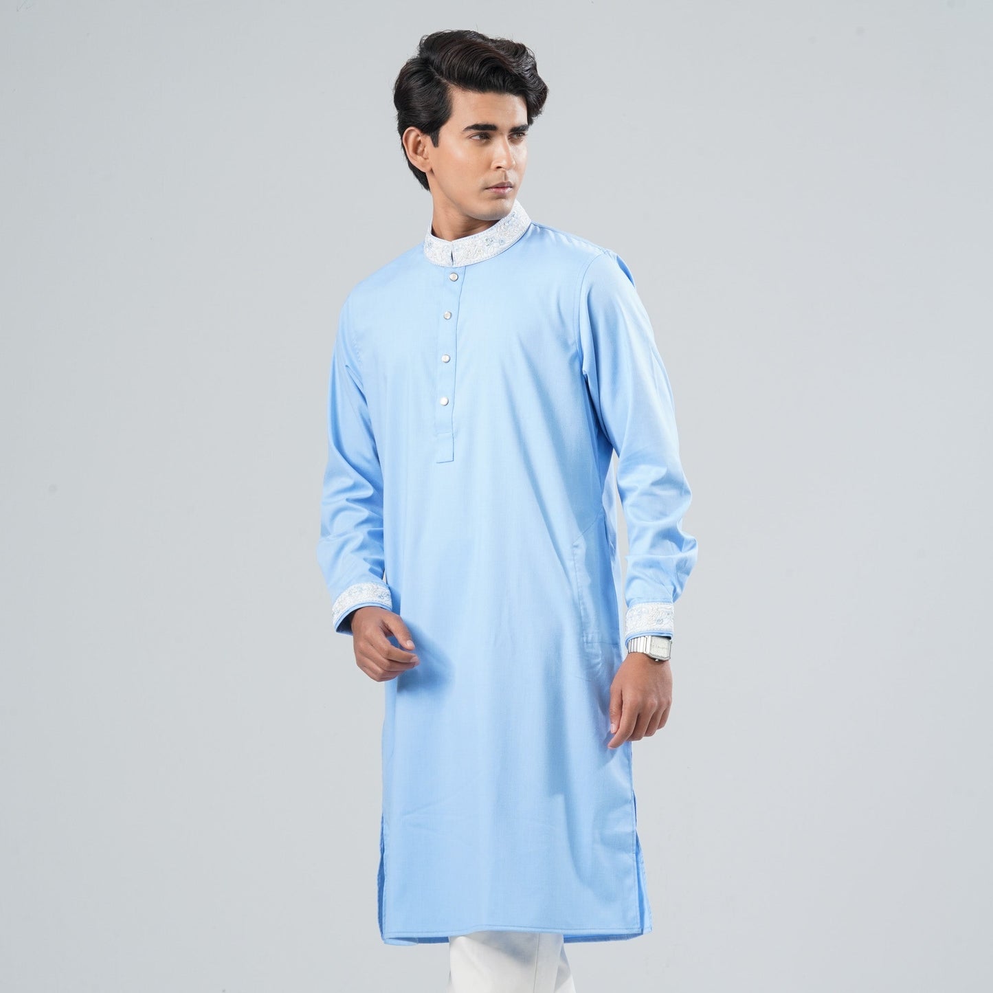 Men’s Sky Blue Embroidered Panjabi