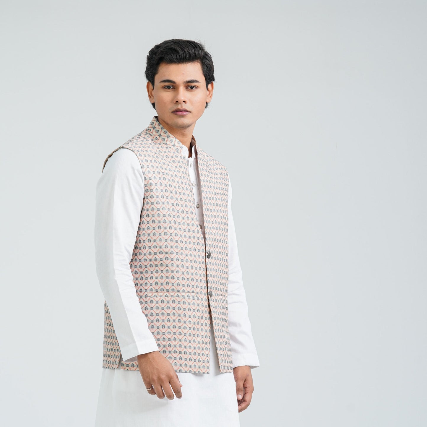 Men’s Pastel Pink Jacquard Vest