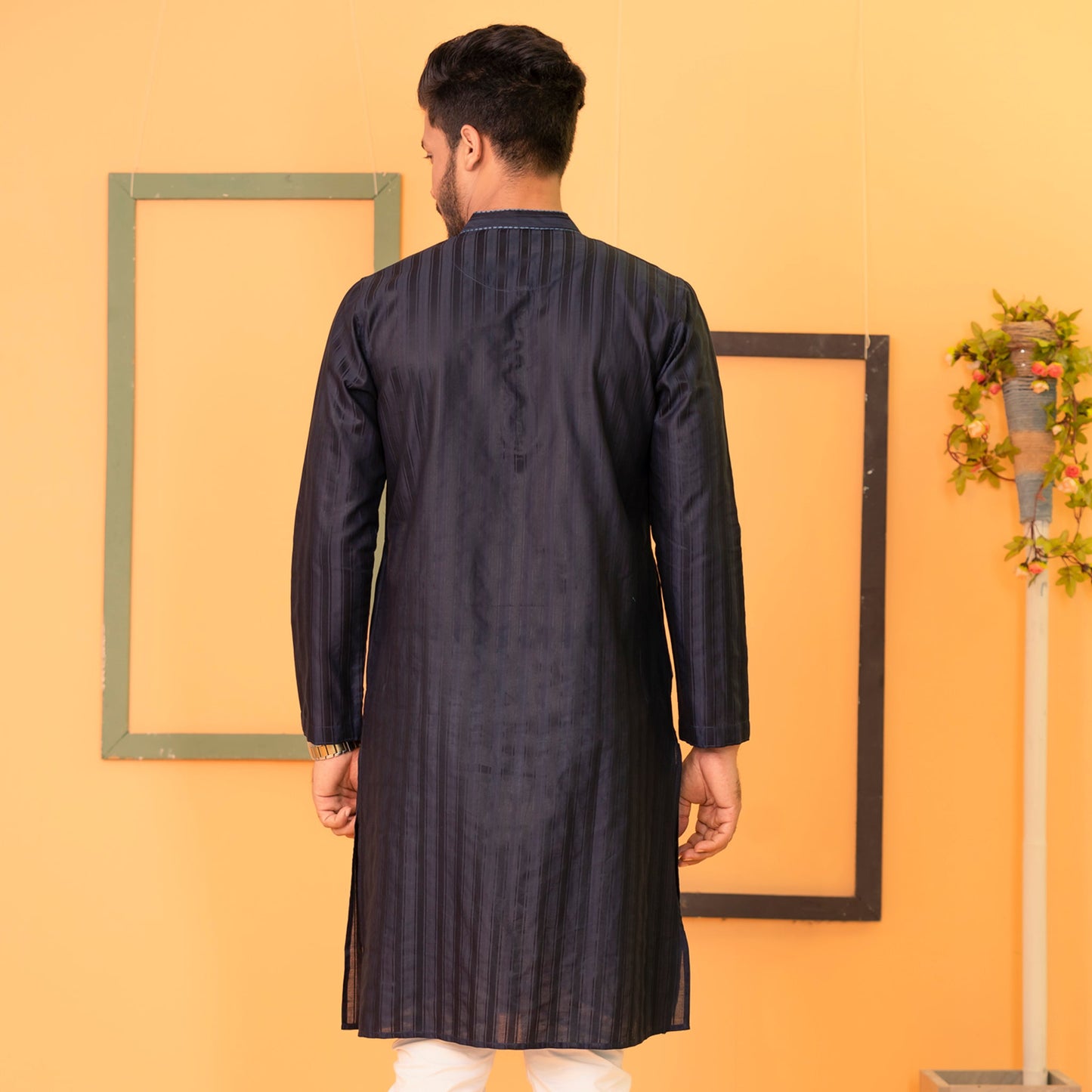 Mens Embroidery Panjabi-Navy Blue 1