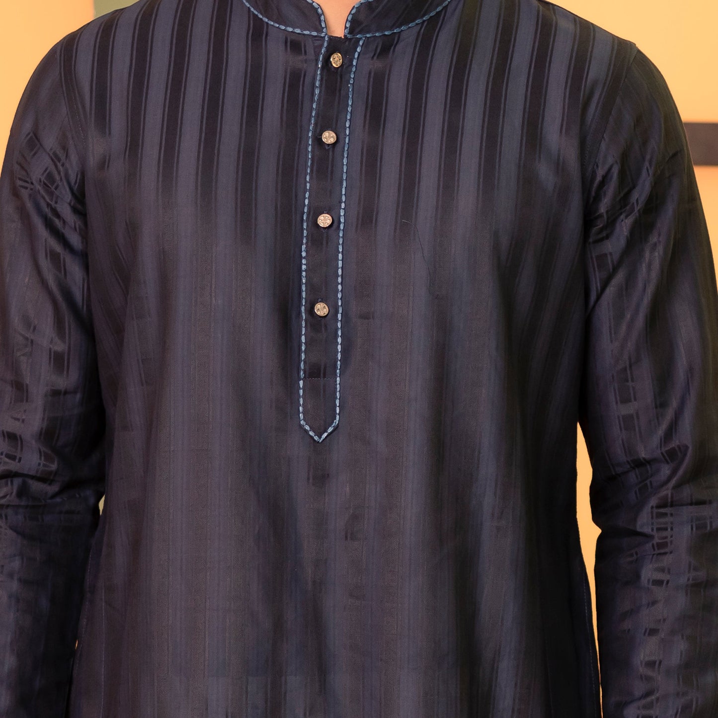 Mens Embroidery Panjabi-Navy Blue 1