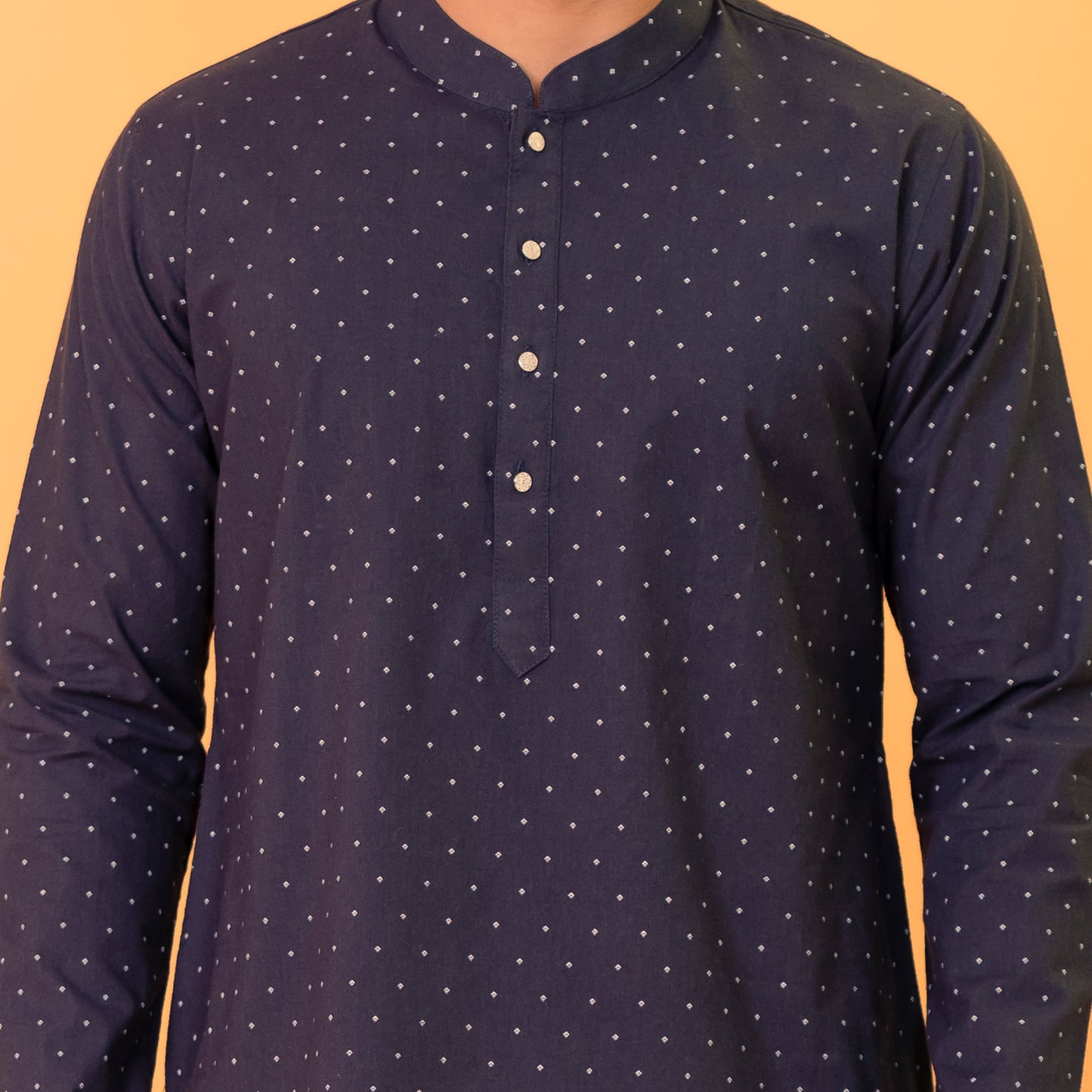 Mens Panjabi-Navy White Printed