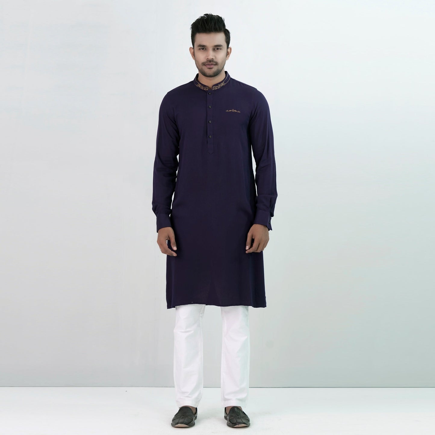 Mens Embroidery Panjabi- Navy