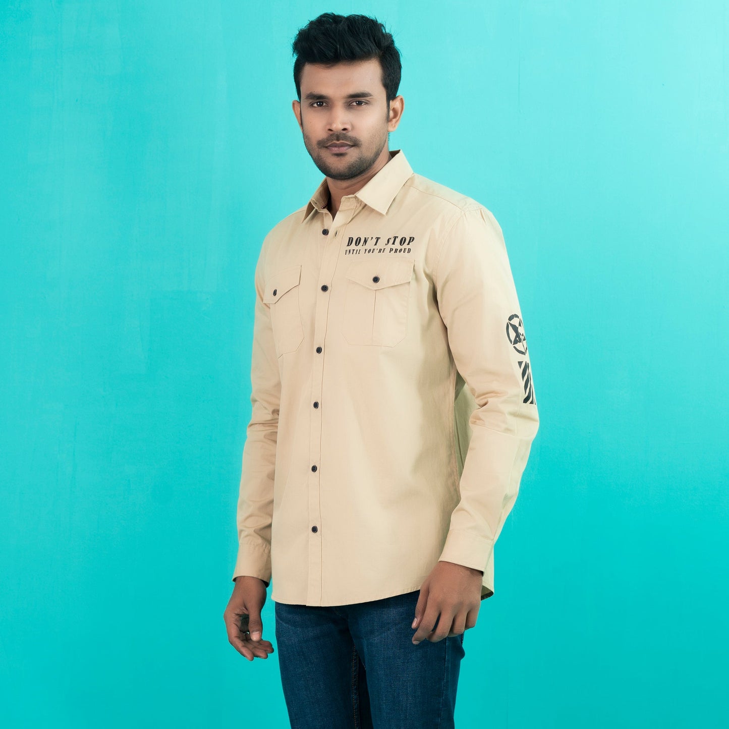 Mens Casual Shirt- Khaki