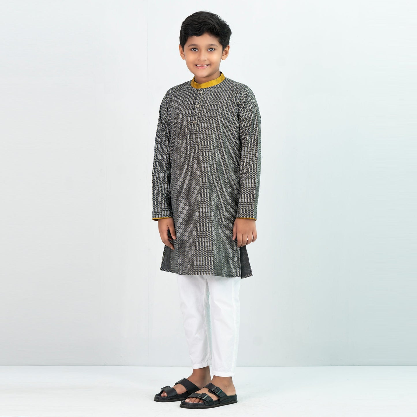 Boys Panjabi- Grey Printed