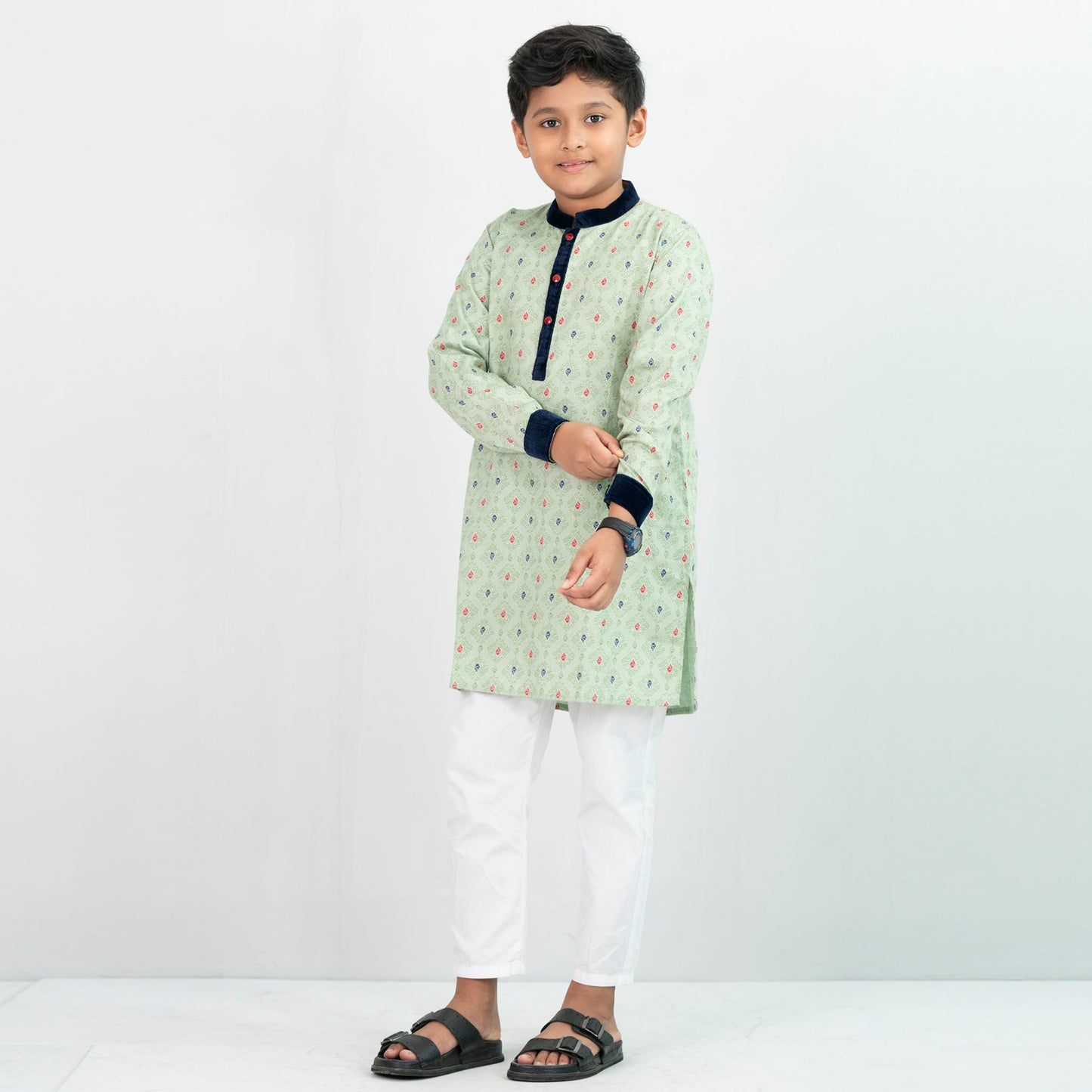 Boys Panjabi- Green Printed