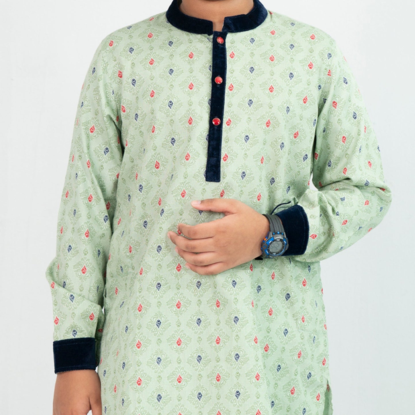 Boys Panjabi- Green Printed