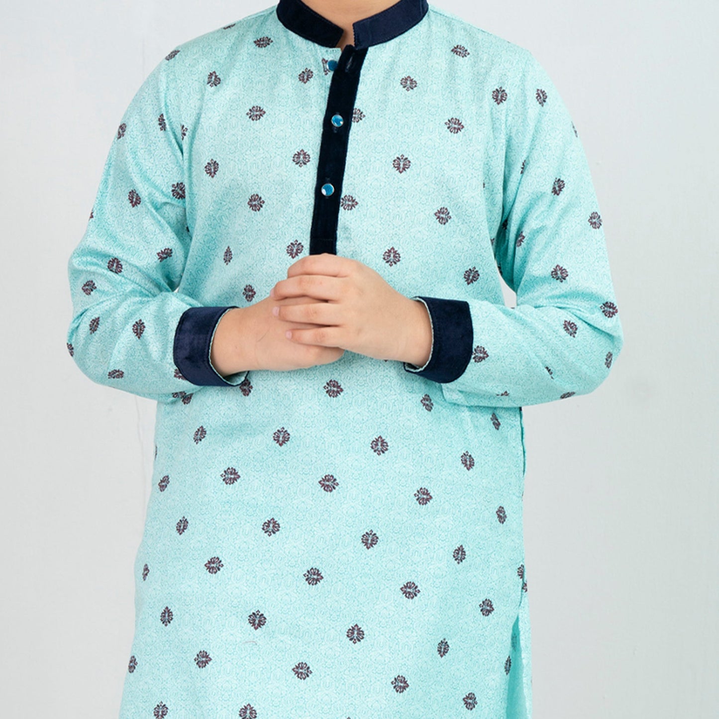 Boys Panjabi- Turquoise Printed