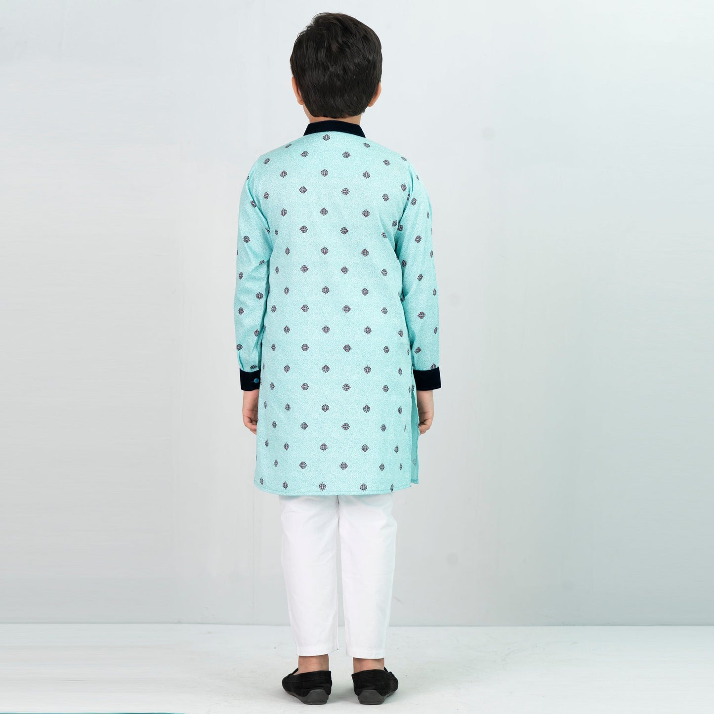 Boys Panjabi- Turquoise Printed