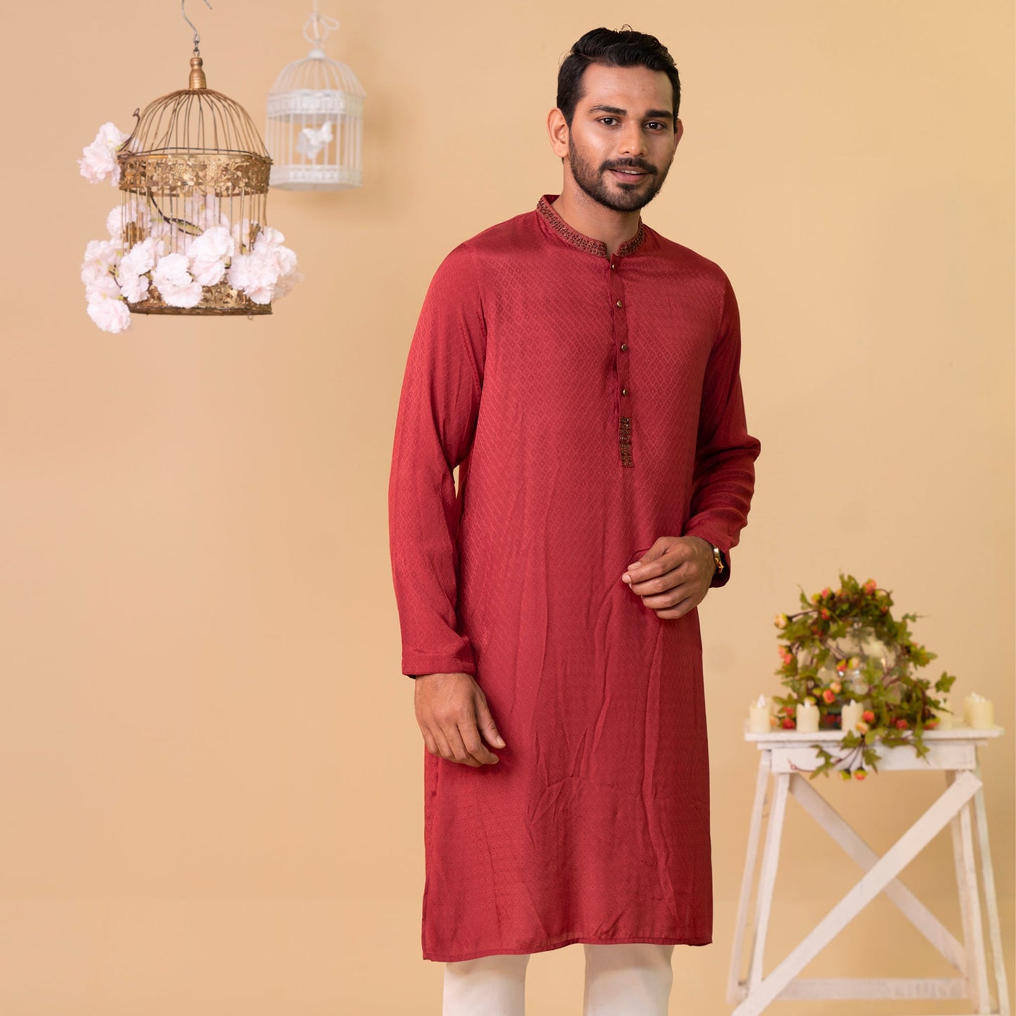 Mens Karchupi Panjabi- Maroon 1