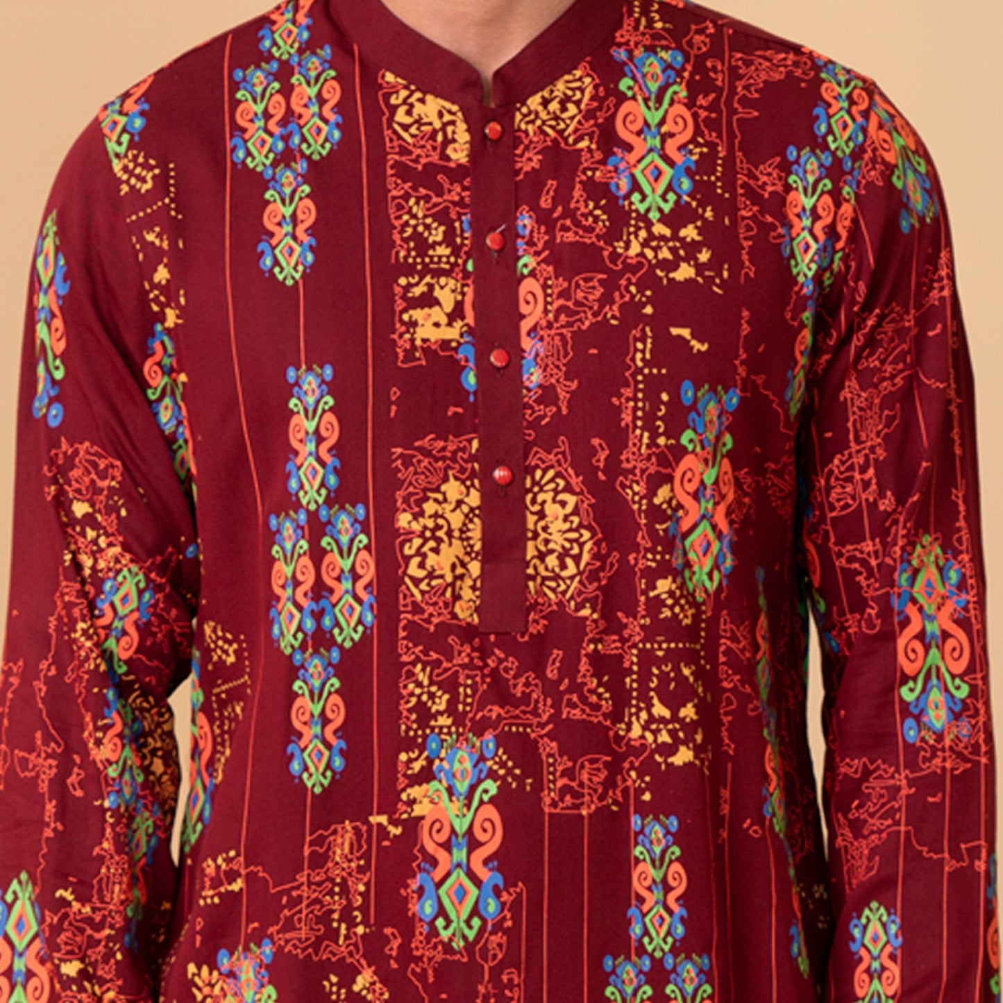 Mens Panjabi-Maroon