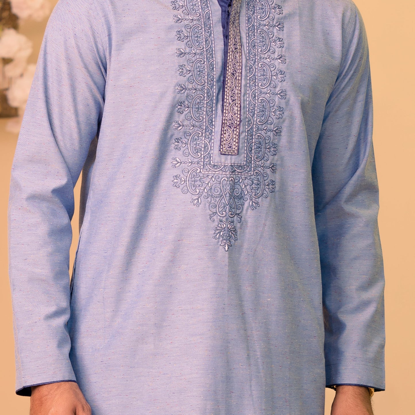 Mens Embroidery Panjabi-Blue-1