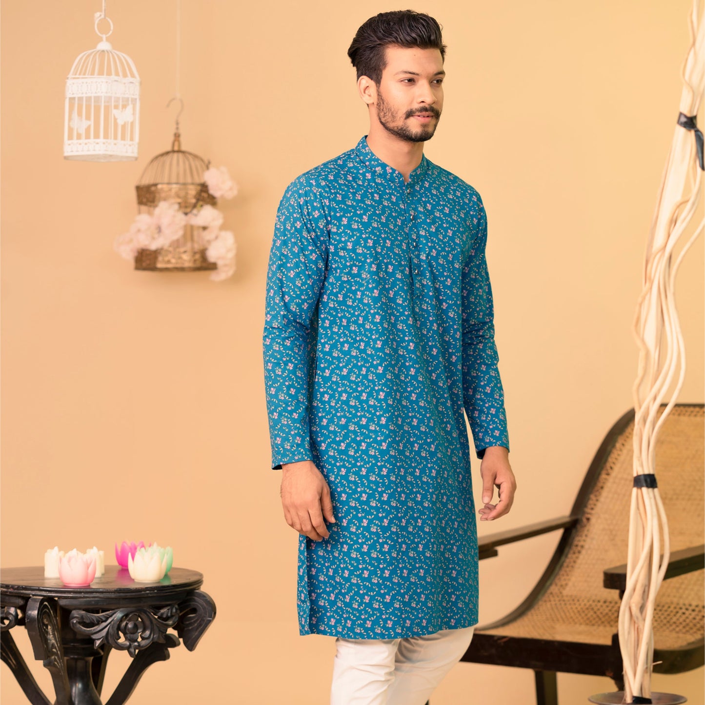 Mens Basic Panjabi-Blue-1