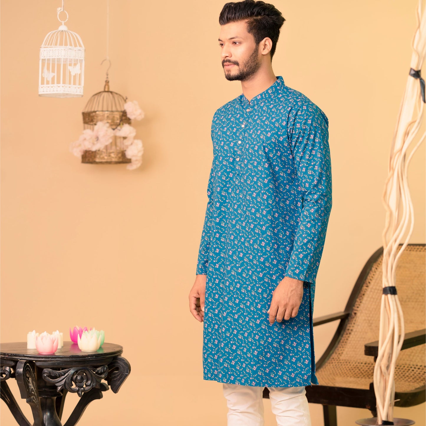 Mens Basic Panjabi-Blue-1
