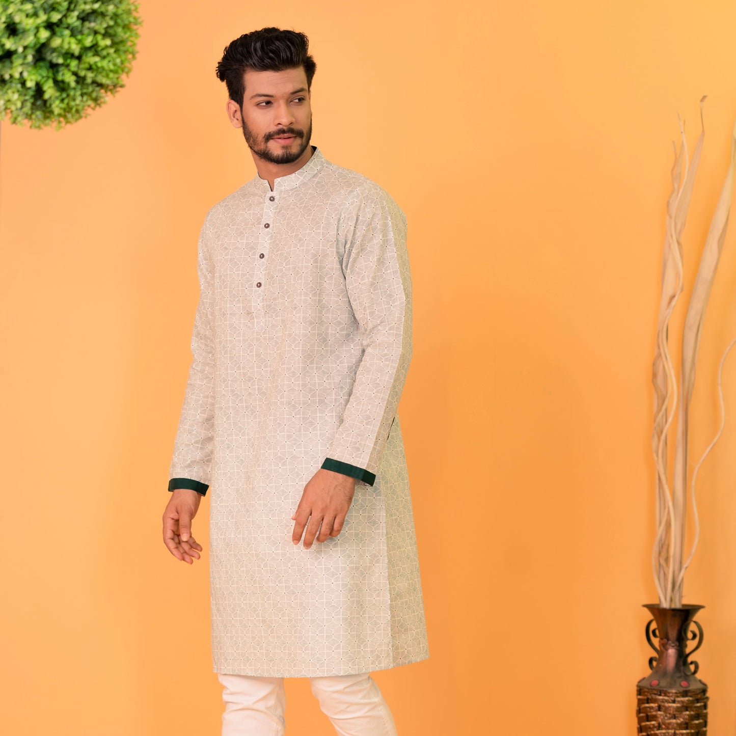Mens Basic Green Panjabi