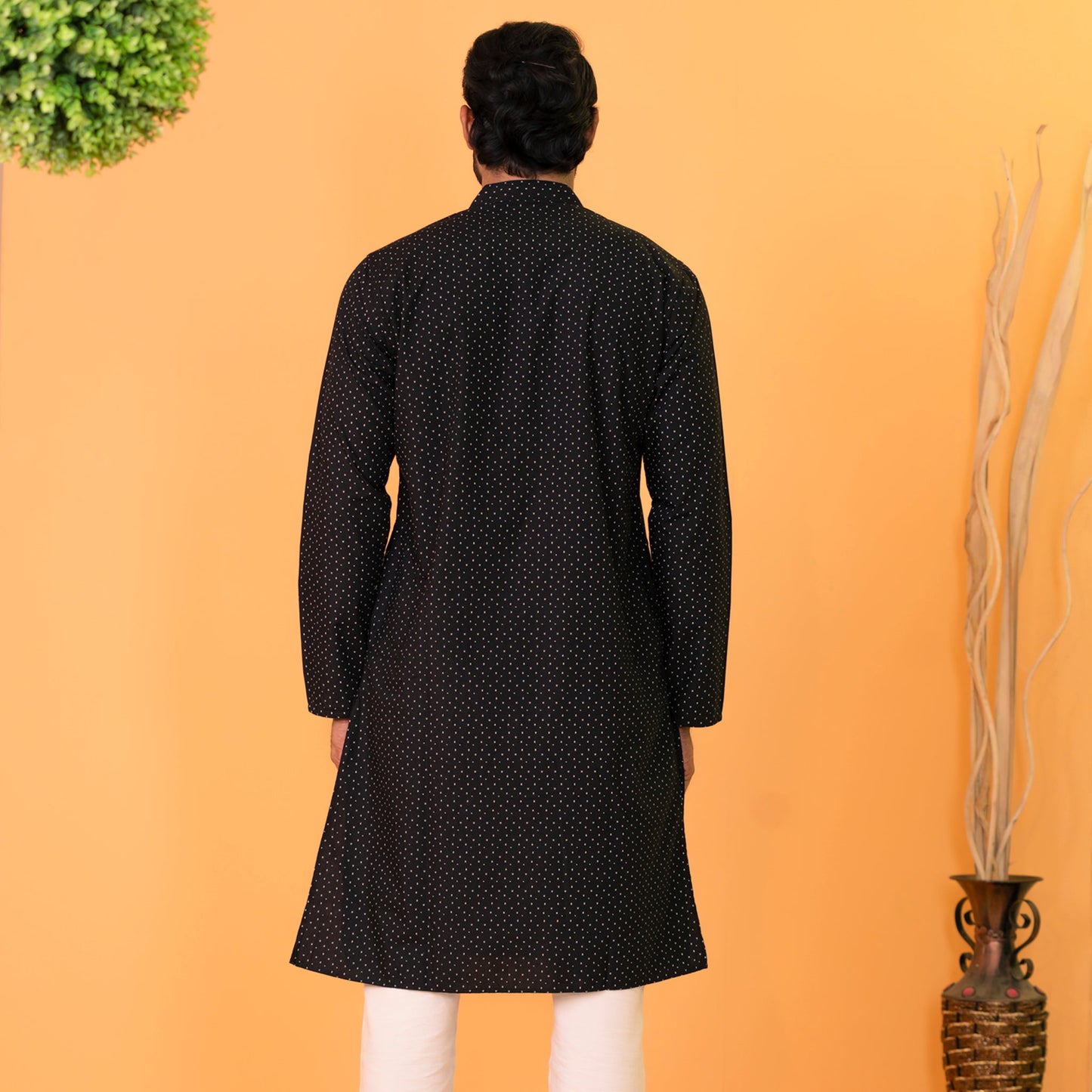 Mens Basic Panjabi-Black Print