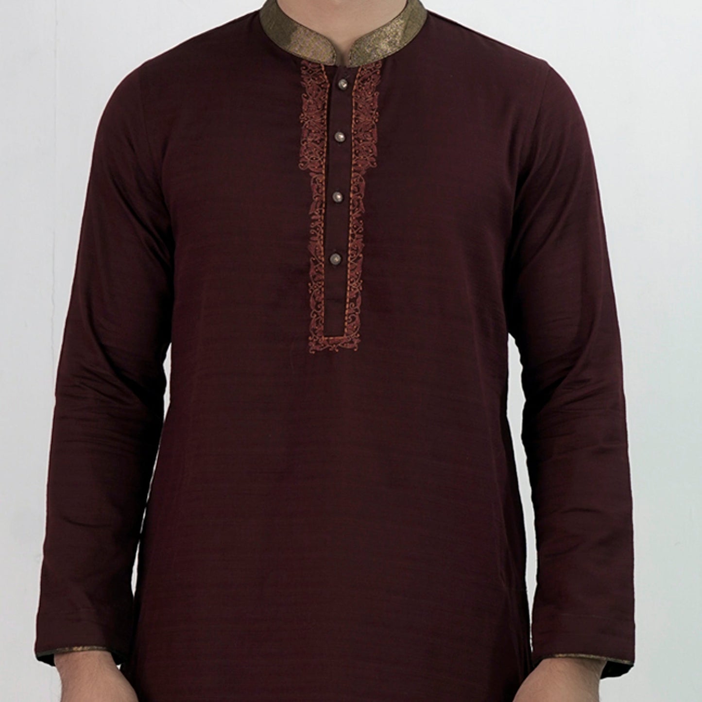Mens Embroidery Panjabi- Maroon