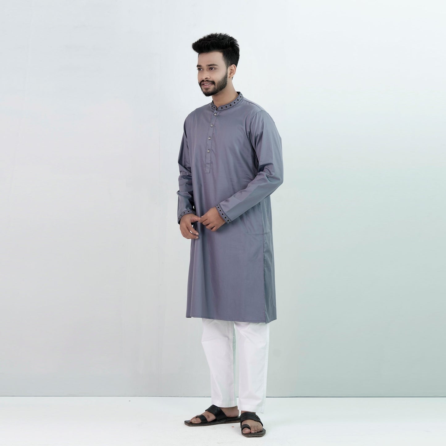 Mens Embroidery Panjabi- Ashly Blue
