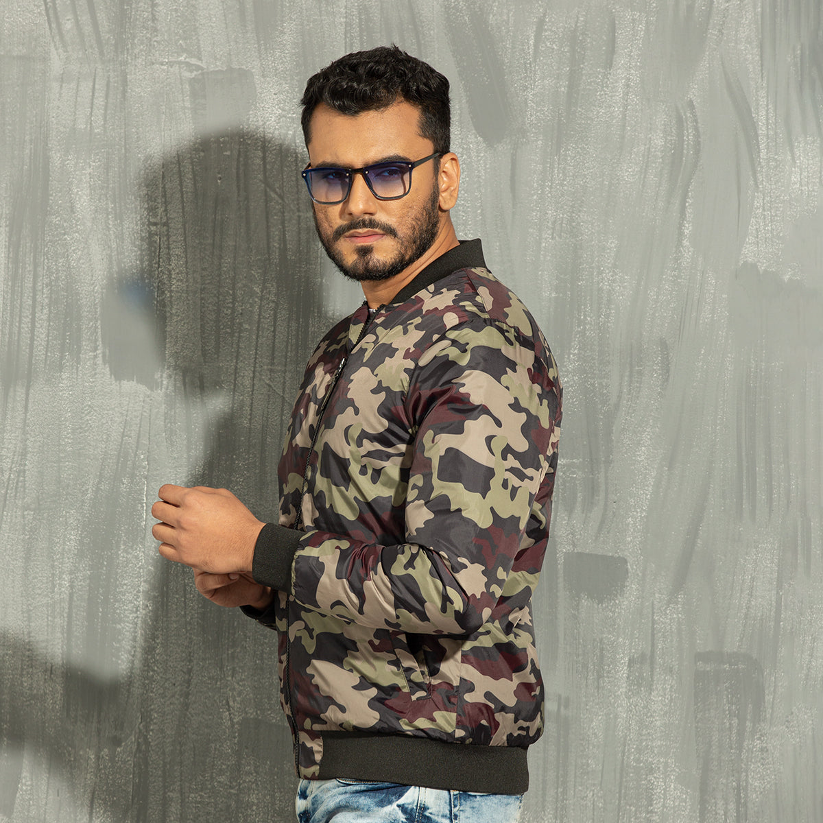 Mens Bomber- Army Aop