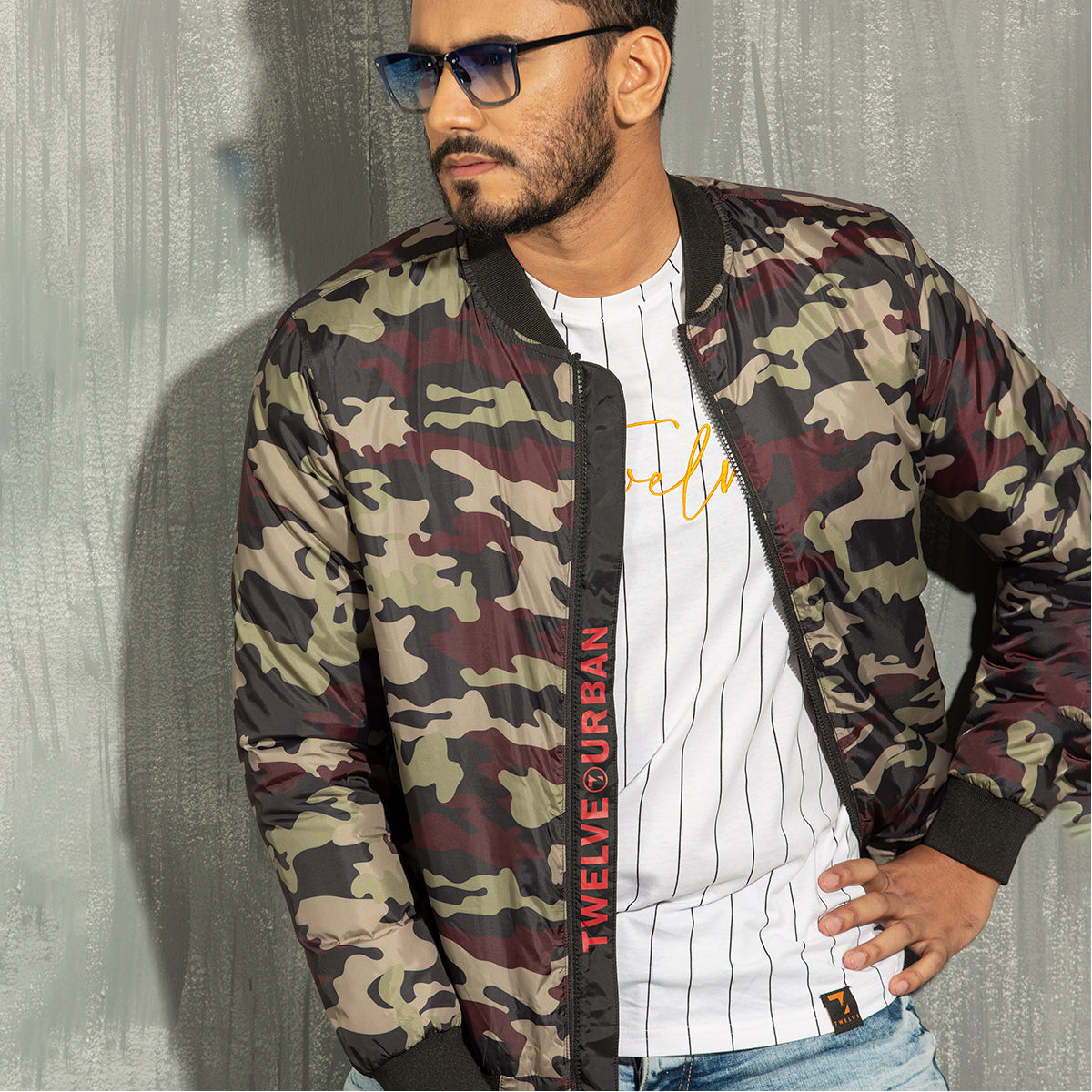 Mens Bomber- Army Aop