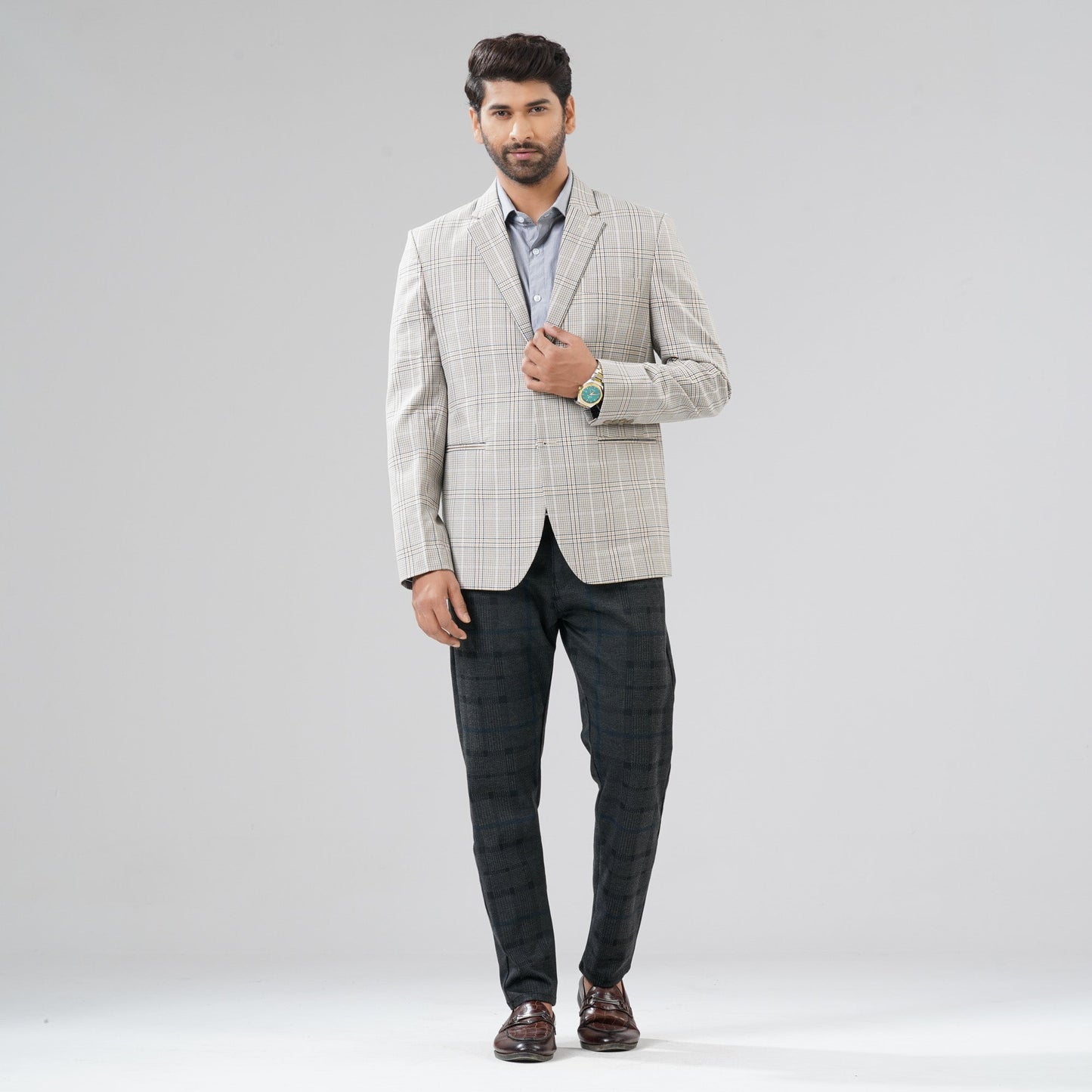 Men Brown Stripe Blazer