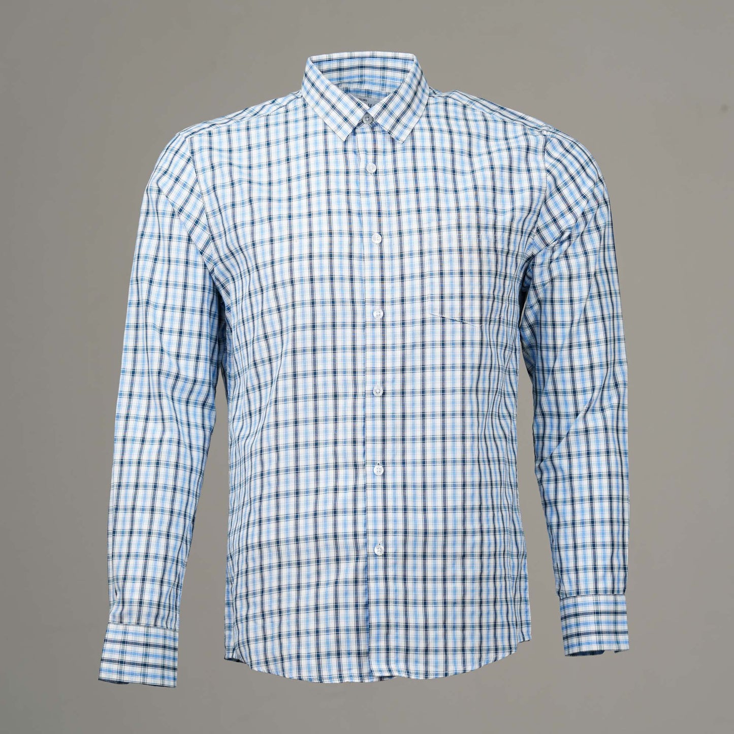 Mens Blue Check Formal Shirt