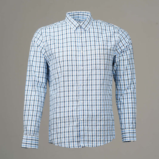 Mens Blue Check Formal Shirt
