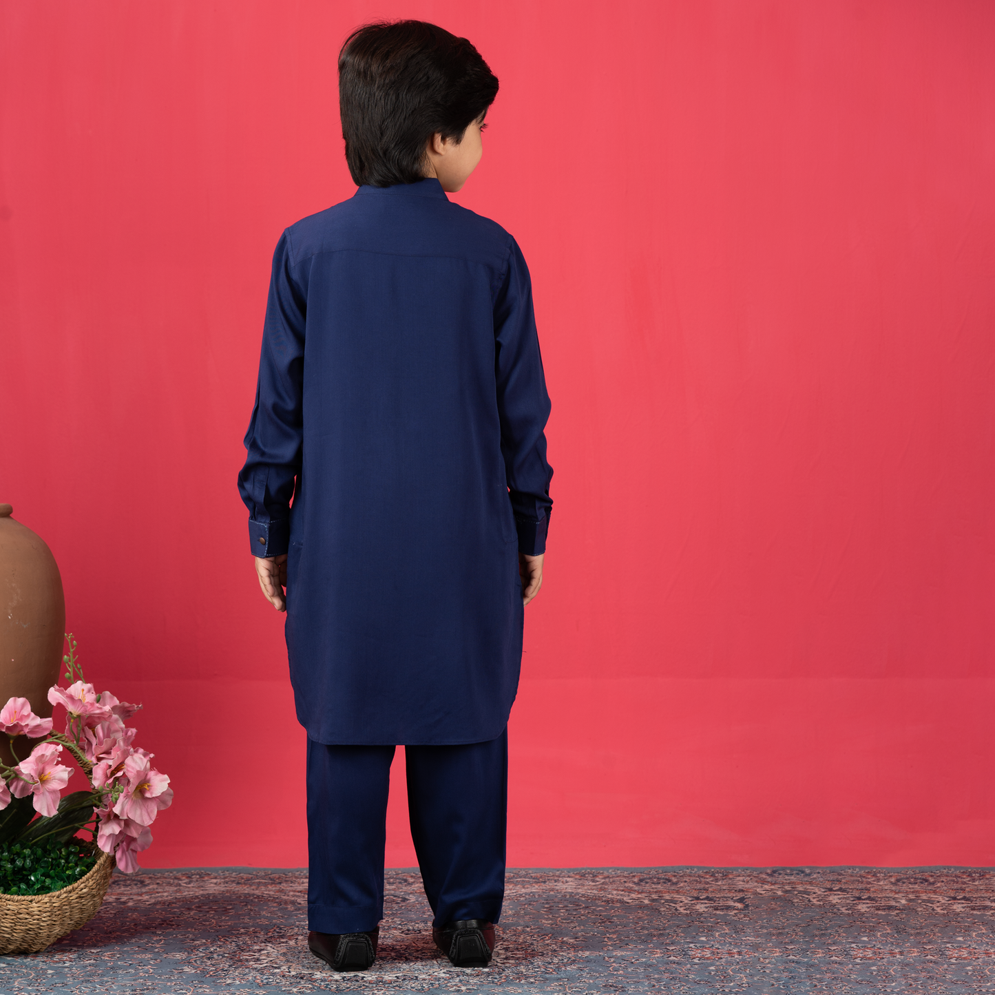 Boys Embroidery Kabli- Navy