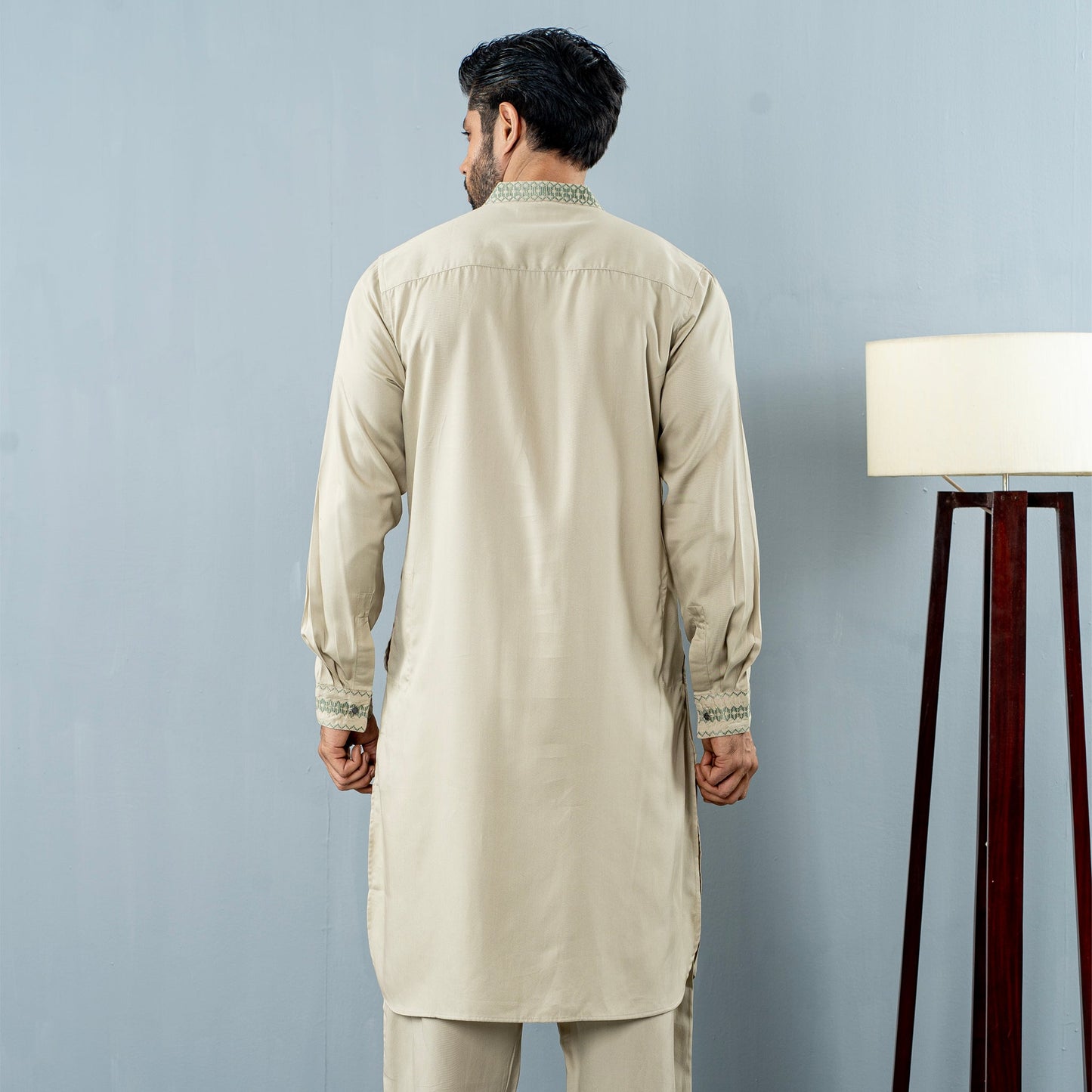 Mens Embroidery Kabli- Khaki
