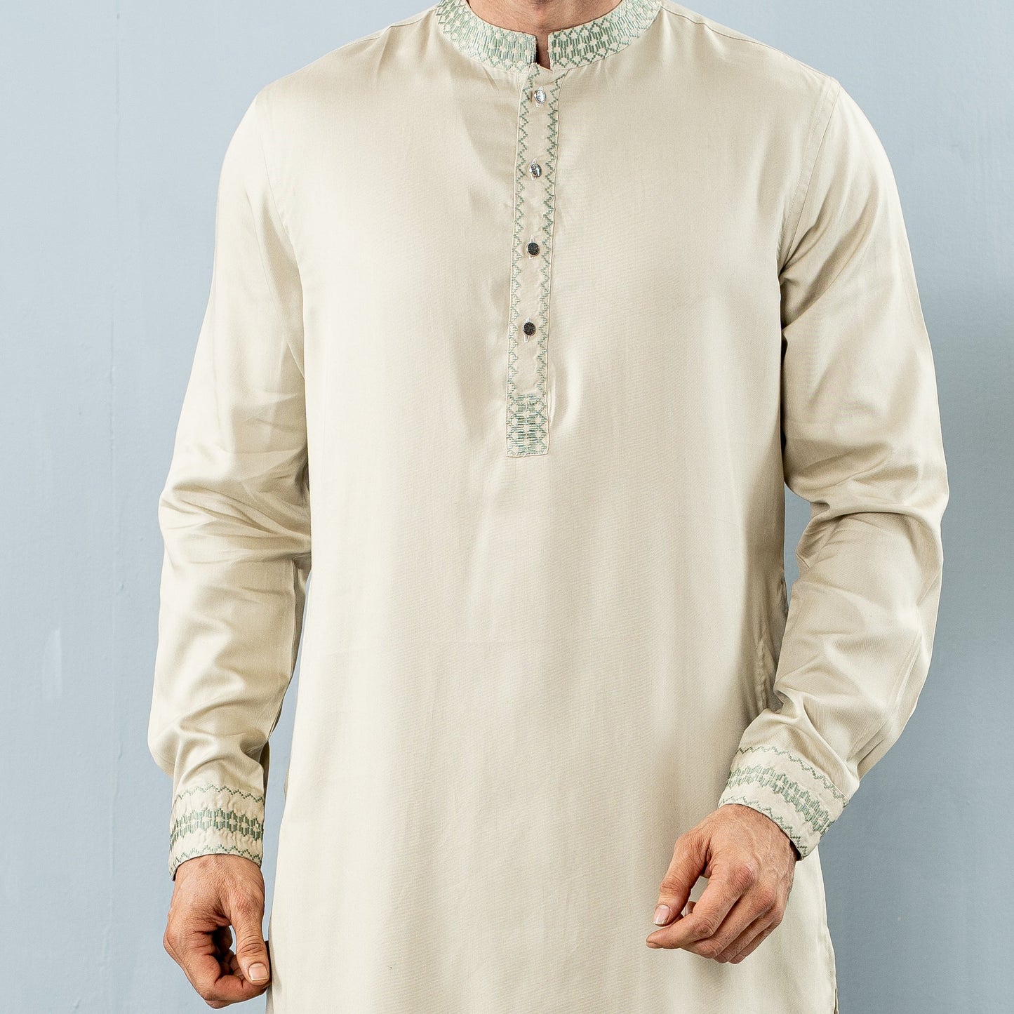 Mens Embroidery Kabli- Khaki