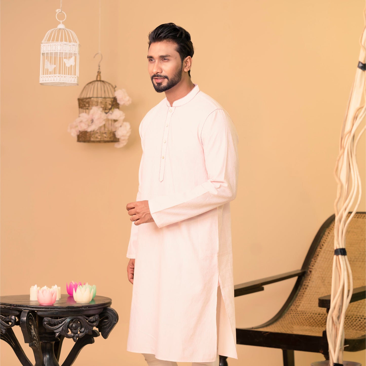 Mens Basic Panjabi- Pink 1