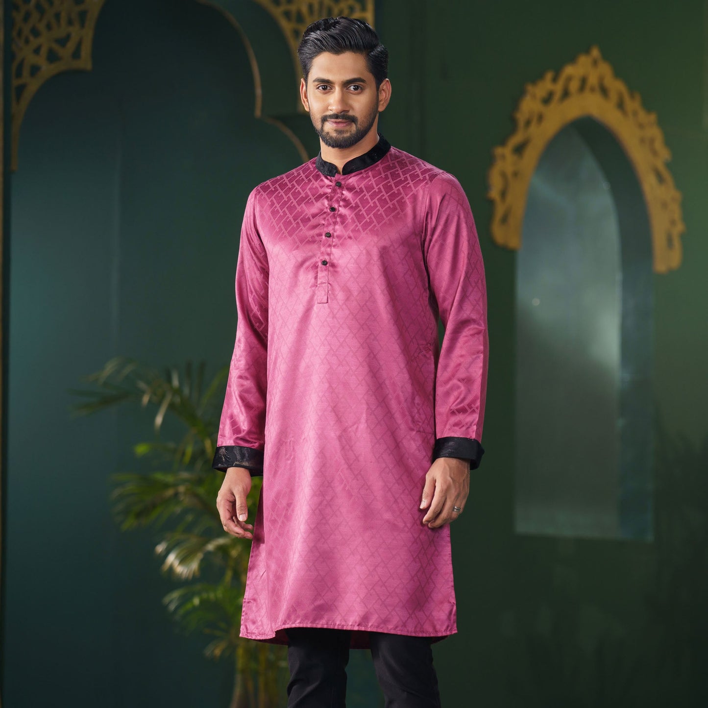 Men’s Mauve Jacquard Panjabi