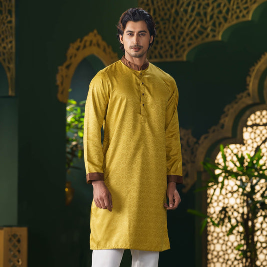 Men’s Yellow Jacquard Panjabi